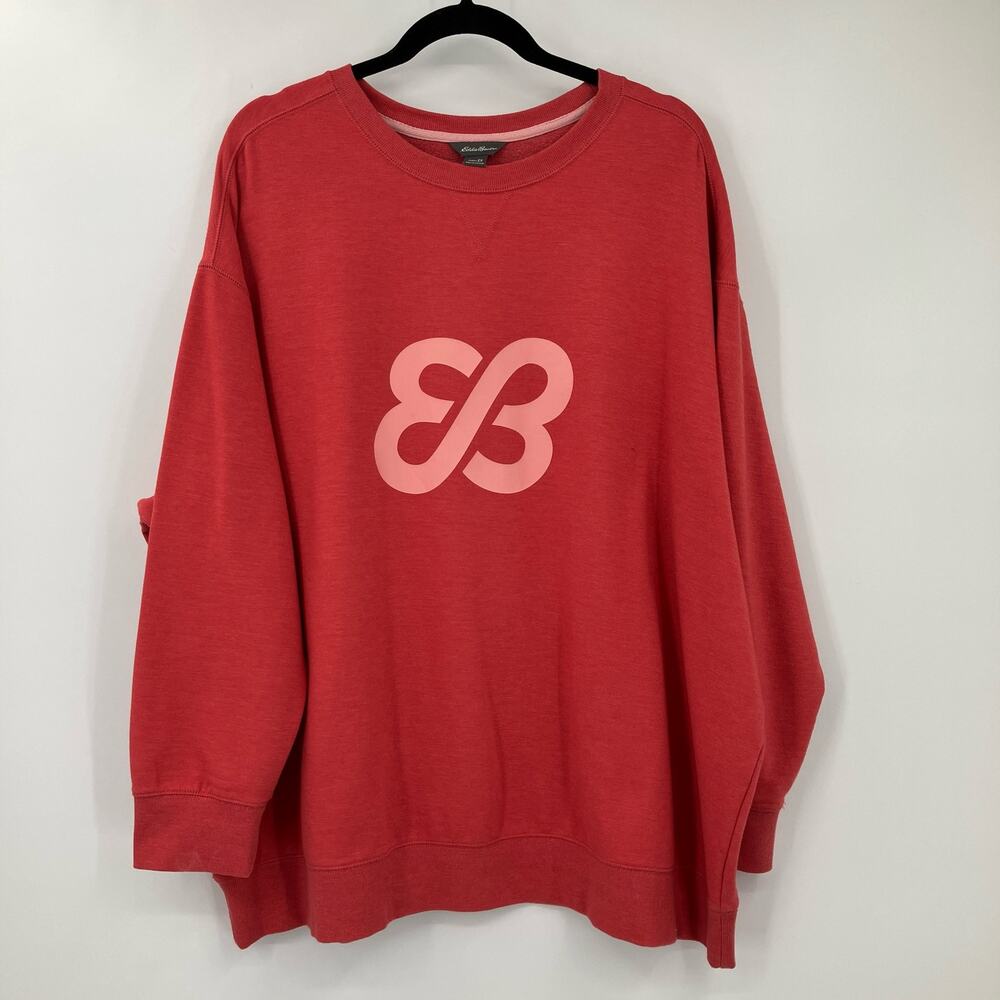 Eddie Bauer Dark Pink Cozy Camp Long Sleeve Crew Neck Plus Size Sweatshirt Shirt